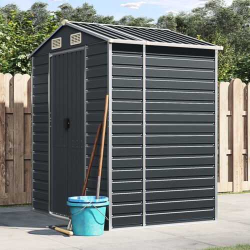 Garden Shed Anthracite 191x130x198cm Galvanised Steel - Image 2