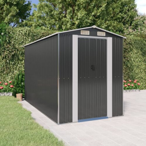 Garden Shed Anthracite 192x357x223cm Galvanised Steel - Image 2