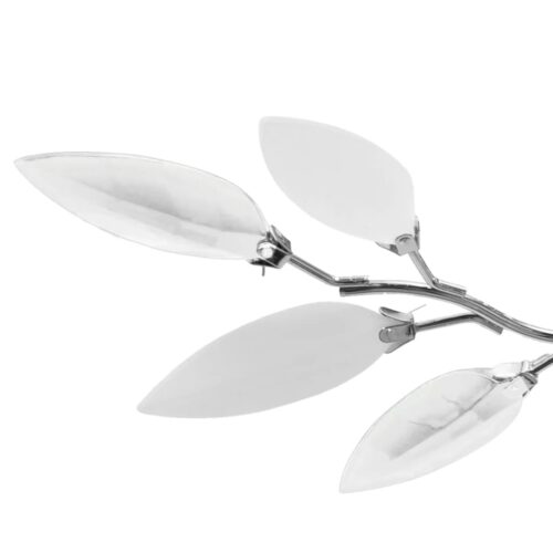 Ceiling Lamp White Acrylic Crystal Leaf Arms Chandelier Hanging Shade Lights E14 Bulbs - Image 3