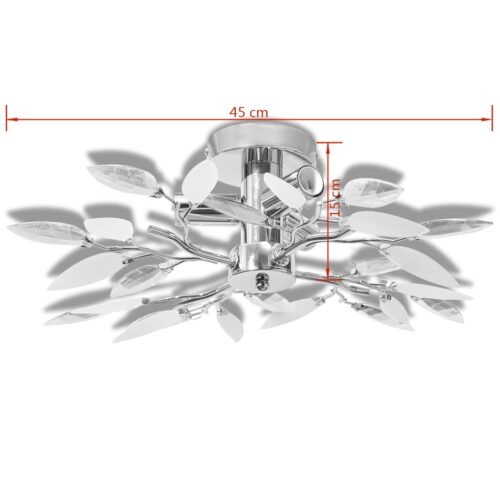 Ceiling Lamp White Acrylic Crystal Leaf Arms Chandelier Hanging Shade Lights E14 Bulbs - Image 4
