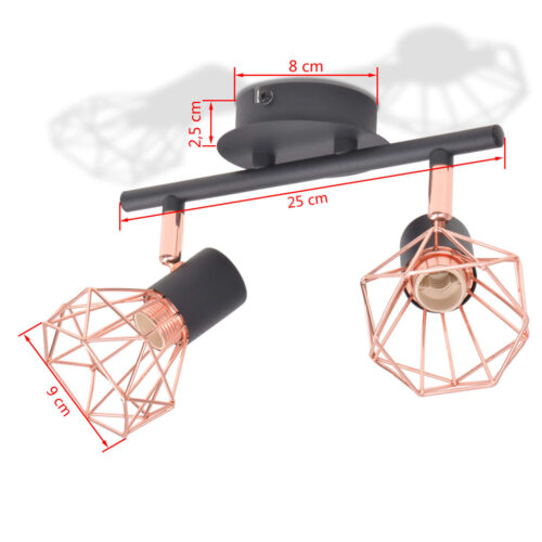 Ceiling Lamp with 2 Spotlights E14 Black Copper - Image 5
