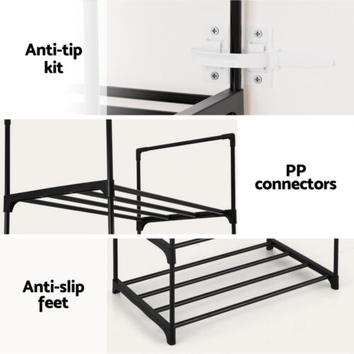 Artiss Shoe Rack DIY Stackable 10-tier Black Dunn - Image 8