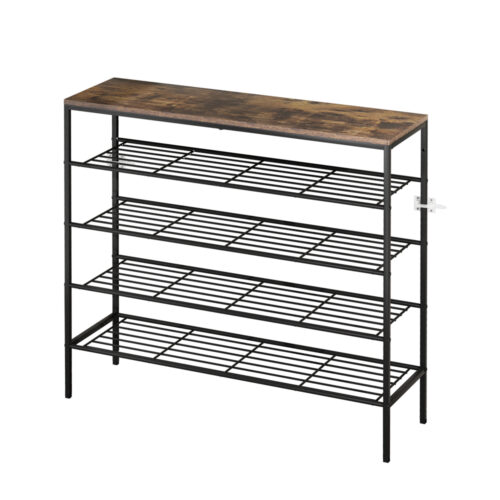 Artiss Shoe Rack 5-tier 25 Pairs Walnut Bob - Image 3