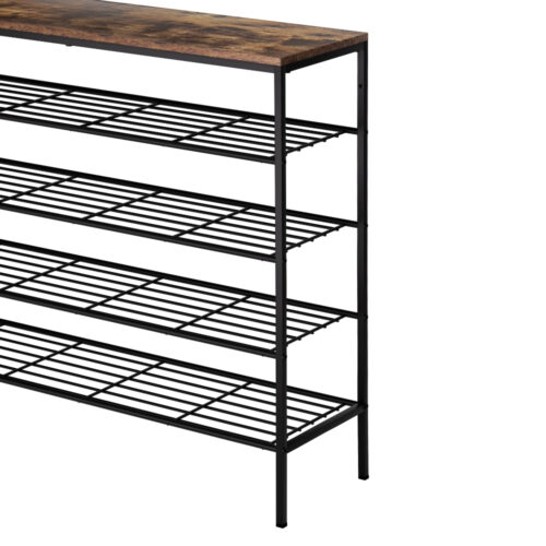 Artiss Shoe Rack 5-tier 25 Pairs Walnut Bob - Image 5