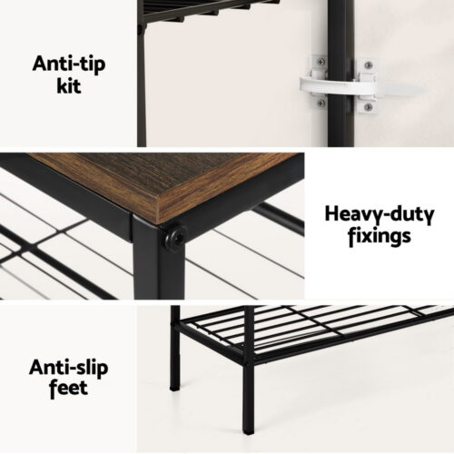 Artiss Shoe Rack 5-tier 25 Pairs Walnut Bob - Image 7