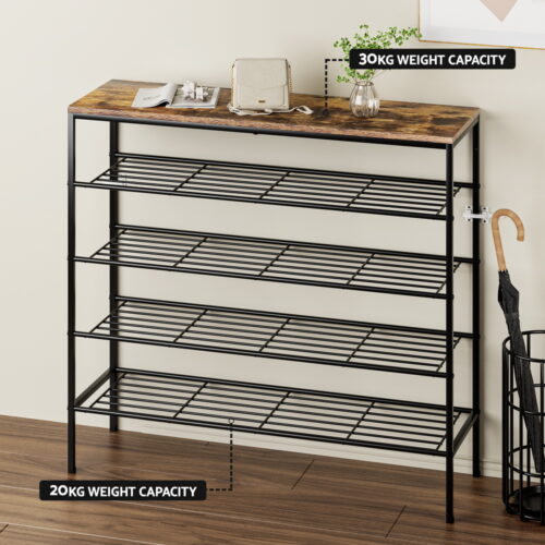 Artiss Shoe Rack 5-tier 25 Pairs Walnut Bob - Image 8