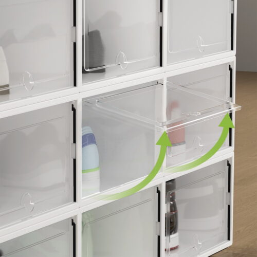 Artiss Shoe Box Rack DIY Set of 24 Stackable White Abel - Image 5