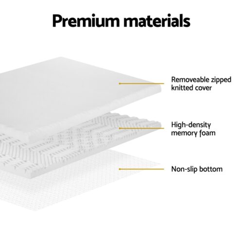 Giselle Bedding Memory Foam Mattress Topper 7-Zone Airflow Pad 8cm King White - Image 4