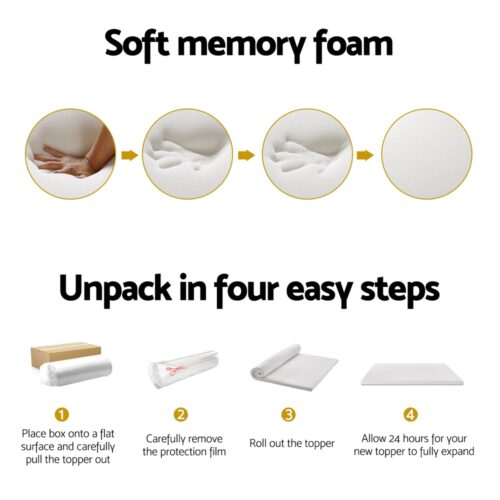 Giselle Bedding Memory Foam Mattress Topper 7-Zone Airflow Pad 8cm King White - Image 6