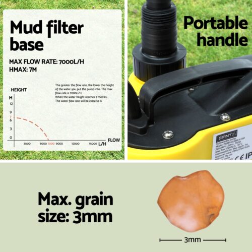 Giantz Garden Water Submersible Pump 400W Dirty Bore Sewerage Tank WellÂ Steel - Image 5