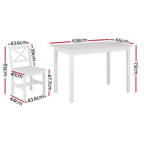 Artiss Dining Chairs and Table Dining Set 4 Cafe Chairs Set Of 5 4 Seater White - Image 2