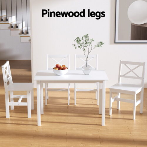 Artiss Dining Chairs and Table Dining Set 4 Cafe Chairs Set Of 5 4 Seater White - Image 6