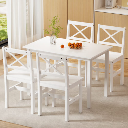 Artiss Dining Chairs and Table Dining Set 4 Cafe Chairs Set Of 5 4 Seater White - Image 7