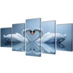 Canvas Wall Print Set Swan 200 x 100cm