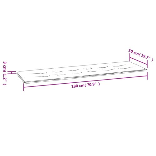 Garden Bench Cushion Cream 180x50x3cm Oxford Fabric - Image 7