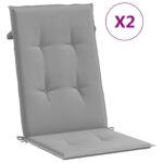 Garden Highback Chair Cushions 2pcs Grey 120x50x3cm Fabric