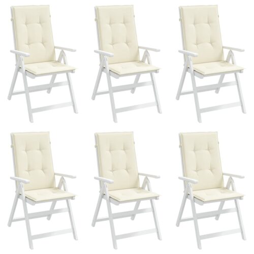 Garden Highback Chair Cushions 6pcs Cream 120x50x3cm Fabric - Image 3