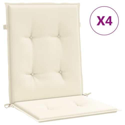 Garden Lowback Chair Cushions 4pcs Cream 100x50x3cm Oxford Fabric