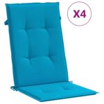 Garden Highback Chair Cushions 4pcs Blue 120x50x3cm Fabric