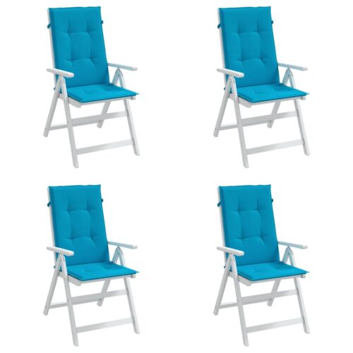 Garden Highback Chair Cushions 4pcs Blue 120x50x3cm Fabric - Image 3