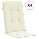 Garden Highback Chair Cushions 4pcs Cream 120x50x3cm Fabric