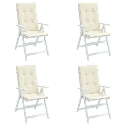 Garden Highback Chair Cushions 4pcs Cream 120x50x3cm Fabric - Image 3