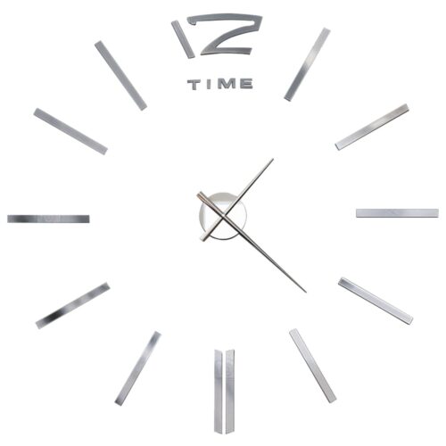 3D Wall Clockmodern Design 100cm XXL Silver