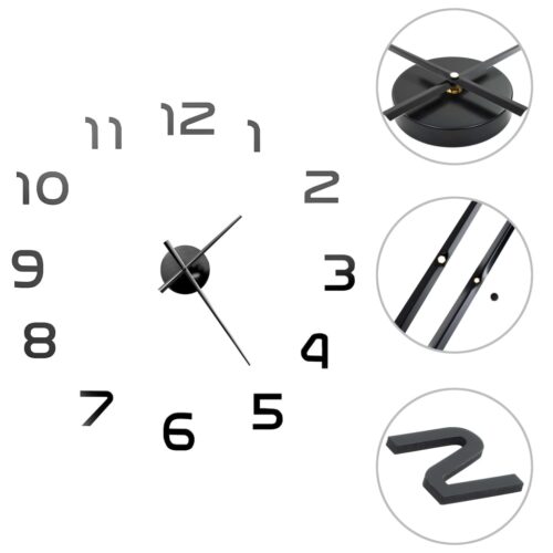 3D Wall Clockmodern Design 100cm XXL Black - Image 2