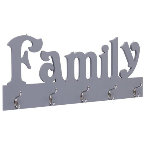Wall-Mounted Coat Rack FAMILY Grey 74x29.5cm