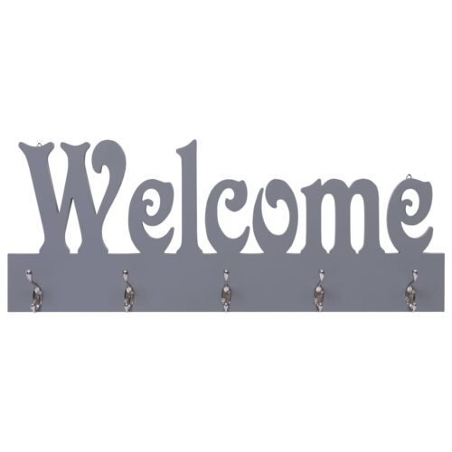 Wall Mounted Coat Rack WELCOME Grey 74x29.5cm - Image 2