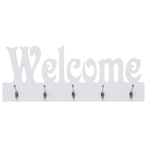 Wall-Mounted Coat Rack WELCOME White 74x29.5cm - Image 2