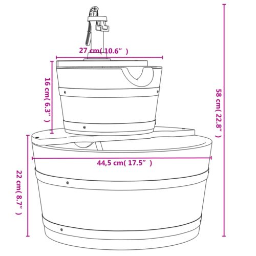 Water Fountain with Pump 44.5x44.5x58cm Solid Wood Fir - Image 9