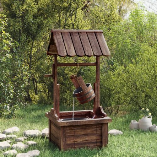 Wishing Well Fountain with Pump 57x50x112cm Solid Wood Fir - Image 9