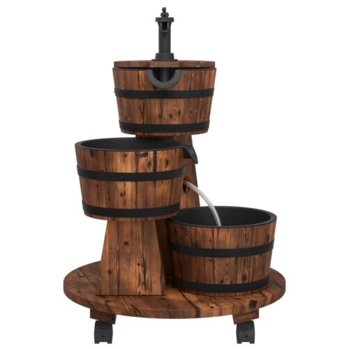 Wheeled Water Fountain with Pump 55x55x80cm Solid Wood Fir - Image 3