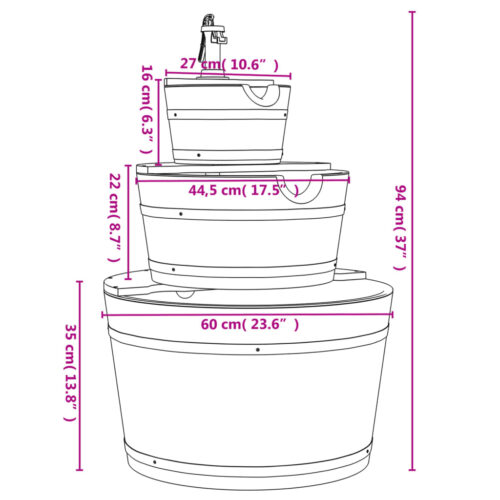 Water Fountain with Pump 60x60x94cm Solid Wood Fir - Image 10