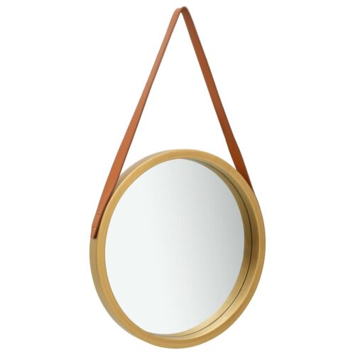 Wall Mirror with Strap 50cm Gold