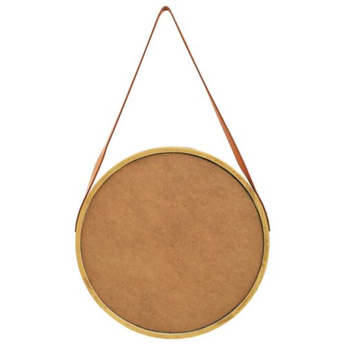 Wall Mirror with Strap 50cm Gold - Image 5