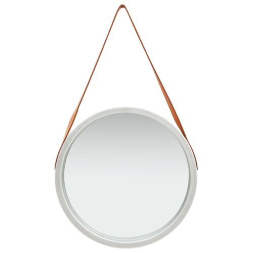 Wall Mirror with Strap 50cm Silver - Image 2