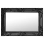 Wall Mirror Baroque Style 60x40cm Black Living Dining Room Hallway Accent Decor