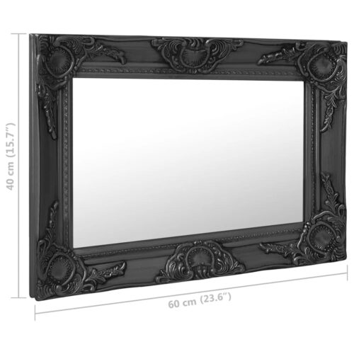 Wall Mirror Baroque Style 60x40cm Black Living Dining Room Hallway Accent Decor - Image 6