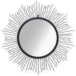 Garden Wall Mirror Sunburst 80cm Black