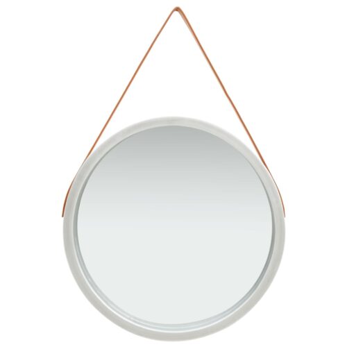 Wall Mirror with Strap 60cm Silver
