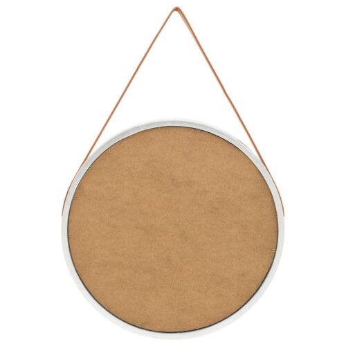 Wall Mirror with Strap 60cm Silver - Image 3