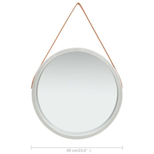 Wall Mirror with Strap 60cm Silver - Image 6
