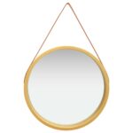Wall Mirror with Strap 60cm Gold