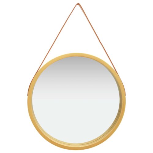 Wall Mirror with Strap 60cm Gold