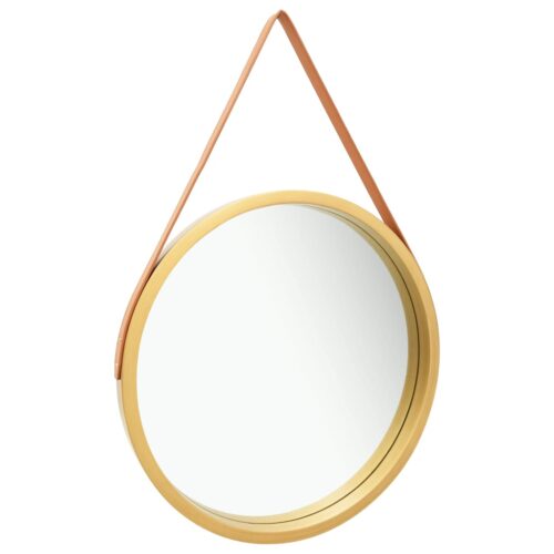 Wall Mirror with Strap 60cm Gold - Image 2