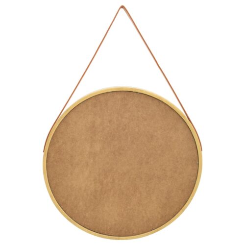 Wall Mirror with Strap 60cm Gold - Image 3