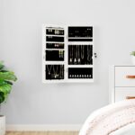 LED Lights Jewellery Cabinet Mirror Wall Mounted Makeup Storage Organiser White