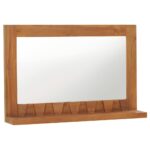 Wall Mirror with Shelf 60x12x40cm Solid Teak Wood